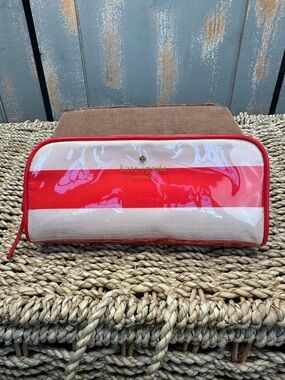 Kate Spade Henrietta Small Zip Over Striped Cosmetic Travel Bag NWOT